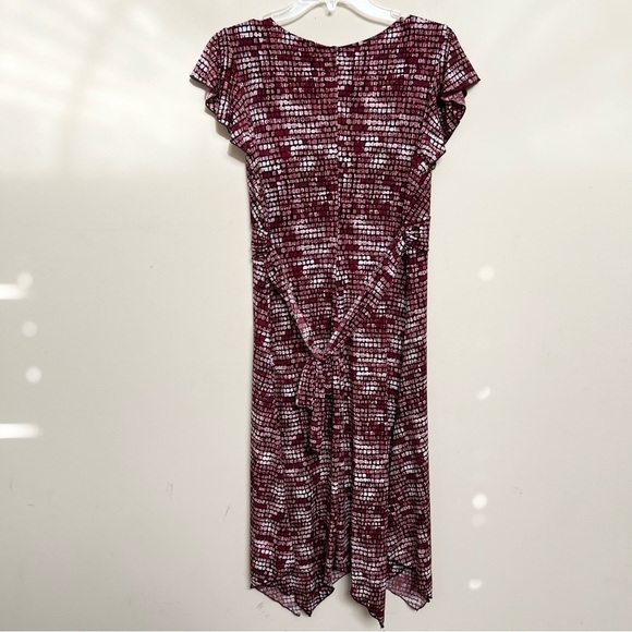 NEW DIRECTIONS Burgandy Tie Waist Midi Dress - Picture 5 of 6